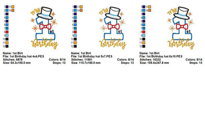 Little Gentleman First Birthday - Applique - Machine Embroidery Design