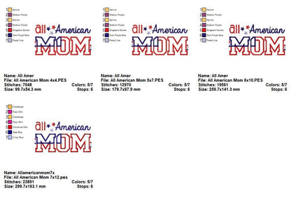 All American Mom - Appliqué – Machine Embroidery Design