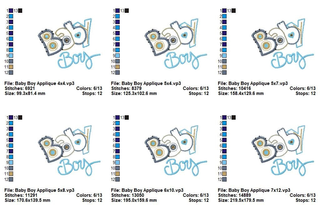 Sweet Baby Boy Buttons - Applique - Machine Embroidery Design