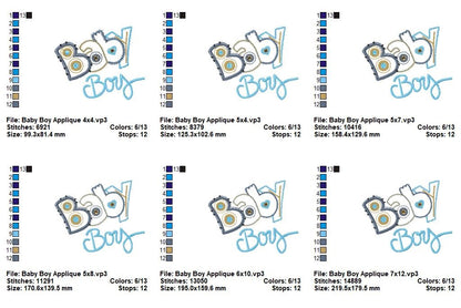 Sweet Baby Boy Buttons - Applique - Machine Embroidery Design