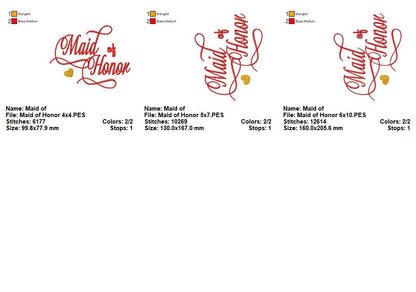 Wedding Party Script Collection – Satin Stitch – Machine Embroidery Design