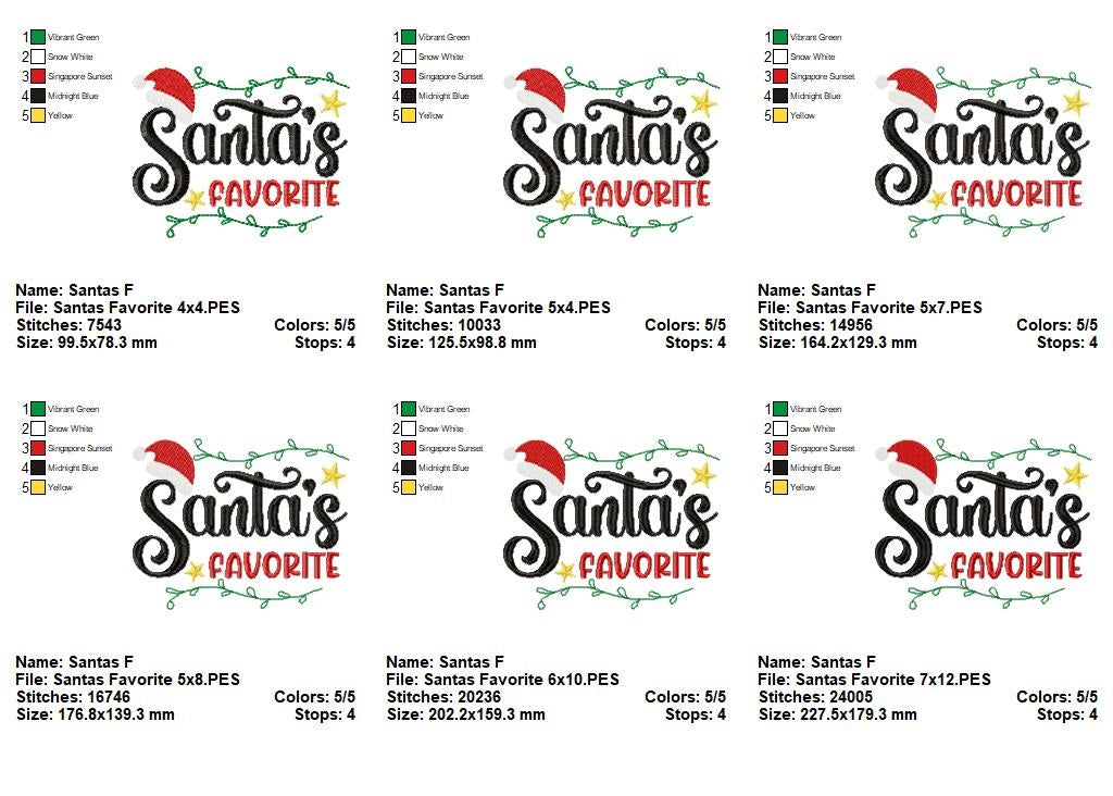 Santa's Favorite - Fill Stitch - Machine Embroidery Design