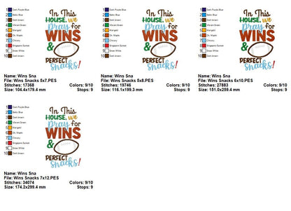 Game Day Pray for Wins & Snacks - Applique - Machine Embroidery Design