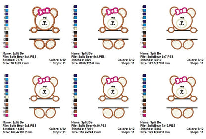 🎀 Cute Bow & Bowtie Teddy Bears 🧸 – Appliqué – Machine Embroidery Design