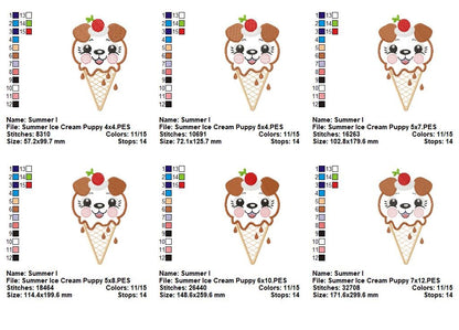 Sweet Ice Cream Puppy Delight - Appliqué – Machine Embroidery Design