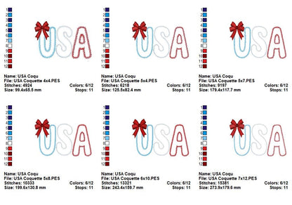 Patriotic Charm USA 🇺🇸 – Zig Zag Applique – Machine Embroidery Design