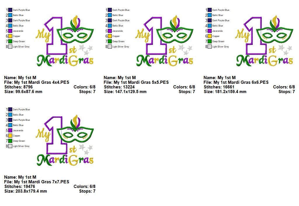 My 1st Mardi Gras Mask - Appliqué - Machine Embroidery Design