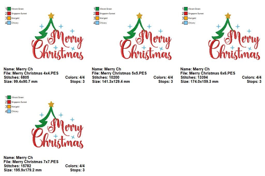 Merry Christmas - Fill Stitch - Machine Embroidery Design