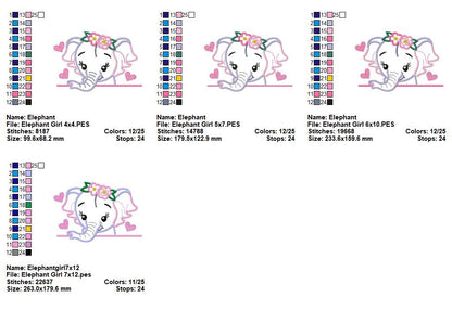 Sweet Peekaboo Elephants - Appliqué - Machine Embroidery Design
