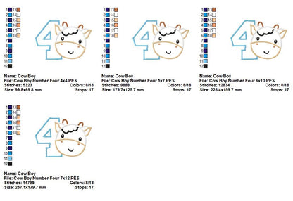 Moo-tiful Birthday Numbers 1-11 - Appliqué - Machine Embroidery Design