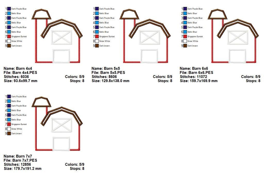 Charming Red Barn Farm - Appliqué - Machine Embroidery Design