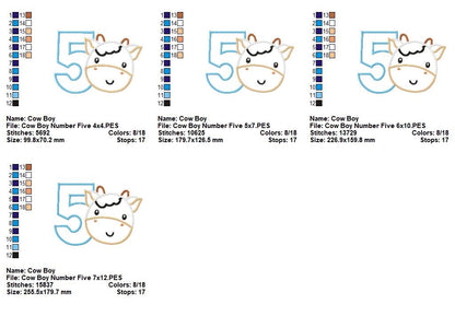 Moo-tiful Birthday Numbers 1-11 - Appliqué - Machine Embroidery Design