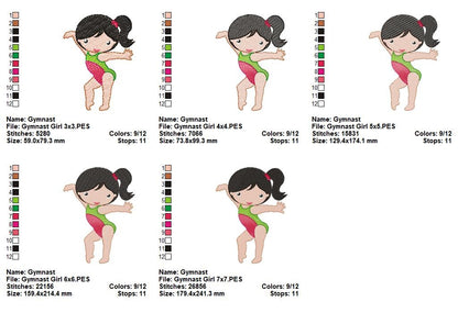 Sweet Little Gymnast Girl - Fill Stitch - Machine Embroidery Design