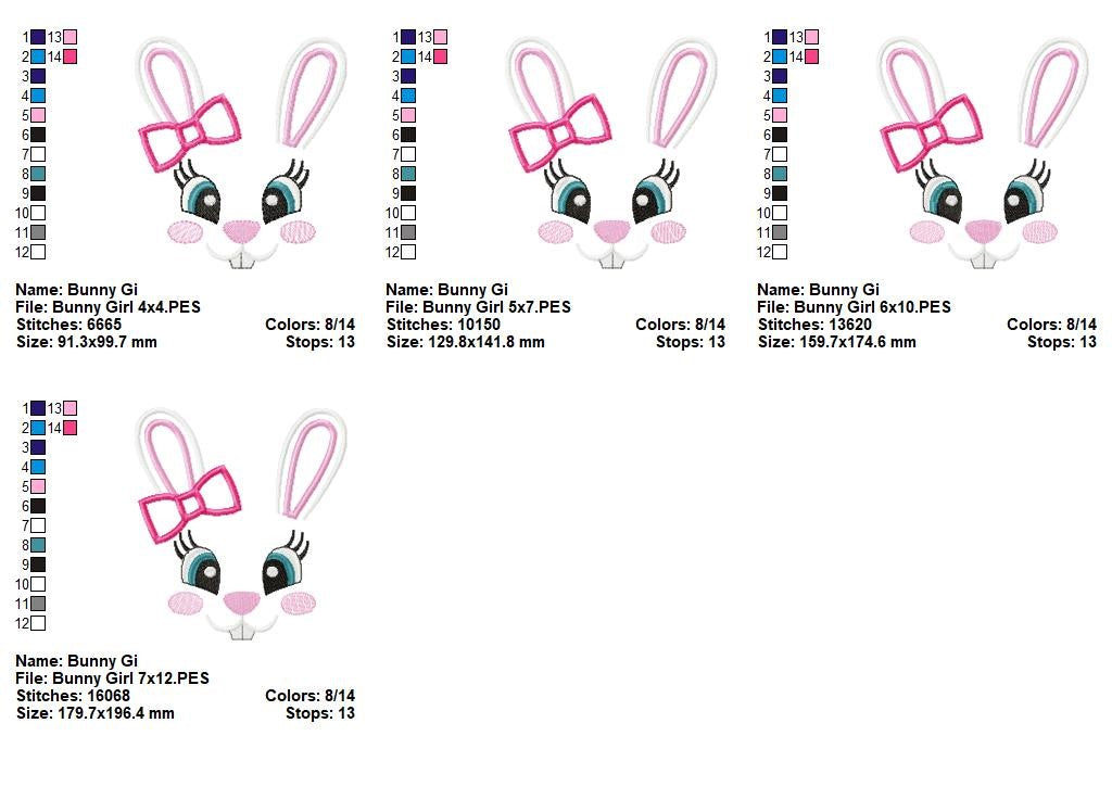 Bunny Faces Collection – Applique – Machine Embroidery Design