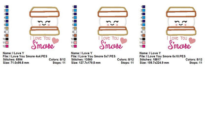 I Love You S’more – Appliqué – Machine Embroidery Design