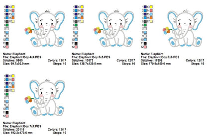 Sweet Little Elephants - Applique - Machine Embroidery Design