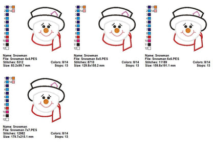 Sweet Smiling Snowman – Appliqué – Machine Embroidery Design