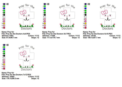 Pray for the Doctors Cross – Appliqué – Machine Embroidery Design