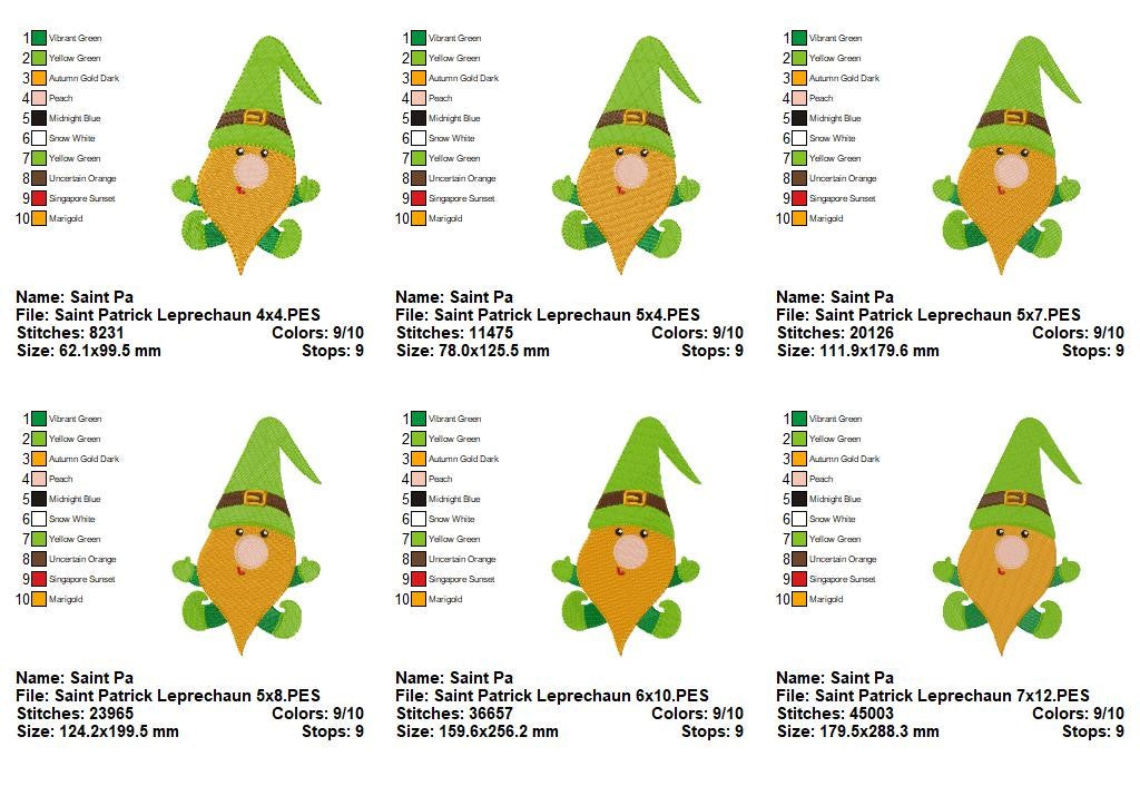 Saint Patrick Leprechaun – Fill Stitch – Machine Embroidery Design