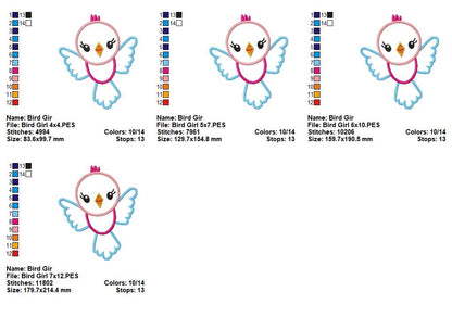 Sweet Flying Bird - Appliqué – Machine Embroidery Design
