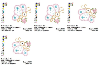 Sweet Floral Butterfly Garden – Appliqué – Machine Embroidery Design