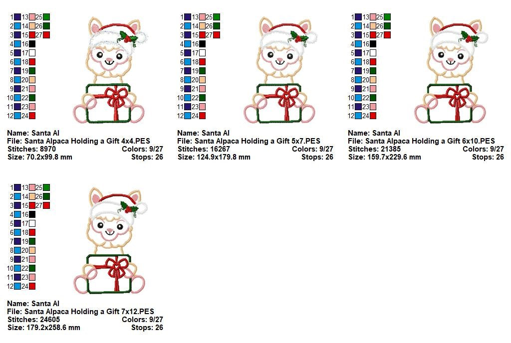 Santa's Little Alpaca Surprise - Appliqué - Machine Embroidery Design