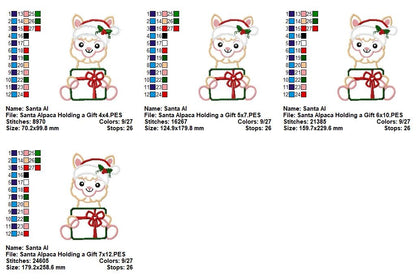 Santa's Little Alpaca Surprise - Appliqué - Machine Embroidery Design