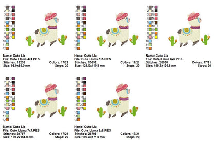 Adorable Desert Llama Friend – Fill Stitch - Machine Embroidery Design