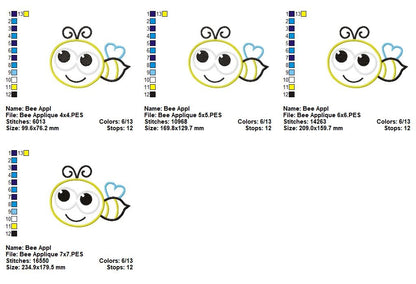 Sweet Little Bee – Appliqué – Machine Embroidery Design