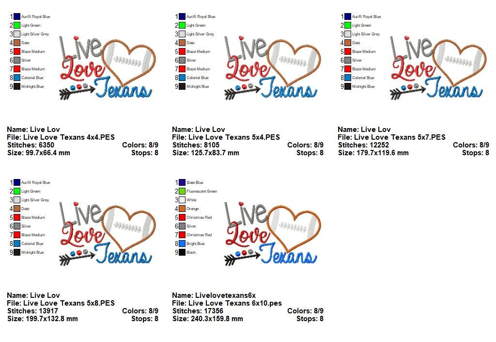 Live Love Texans - Appliqué – Machine Embroidery Design