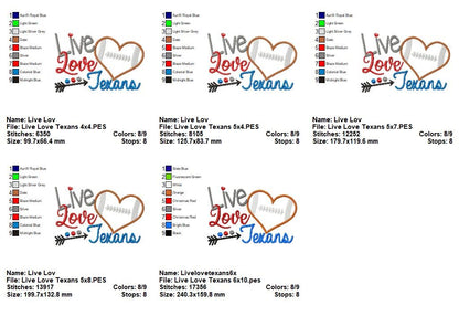 Live Love Texans - Appliqué – Machine Embroidery Design
