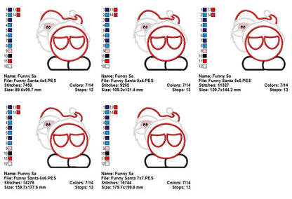 Cool Santa Peek - Appliqué - Machine Embroidery Design