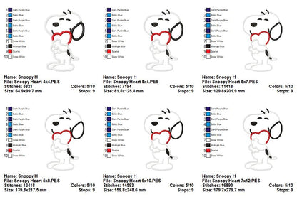 Love You So Much Snoopy 🐾 – Appliqué – Machine Embroidery Design