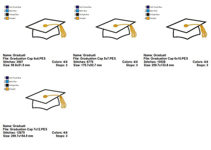 Graduation Cap - Appliqué- Machine Embroidery Design
