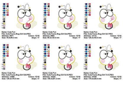 Cute Funny Bugs Bundle - Appliqué - Machine Embroidery Design