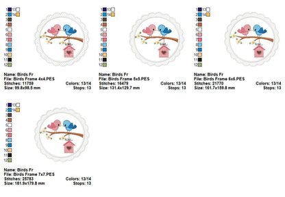 Lovebirds in a Frame 💖🐤 – Applique – Machine Embroidery Design