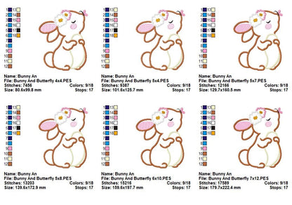 Sweet Bunny with Butterfly – Appliqué – Machine Embroidery Design