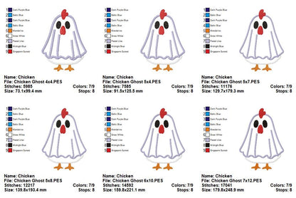 Funny Ghost Chicken – Applique - Machine Embroidery Pattern