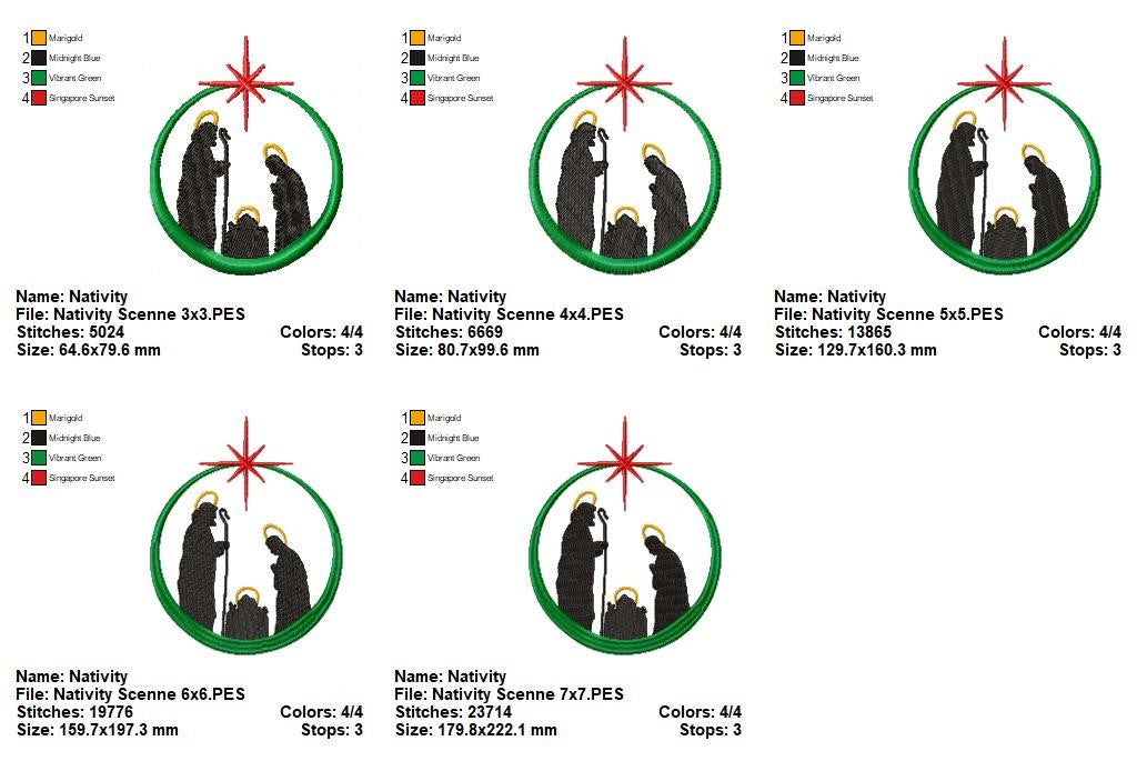Silent Night Nativity - Fill Stitch - Machine Embroidery Design
