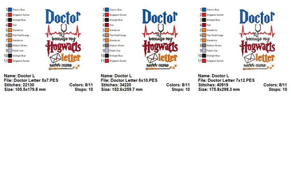 Doctor Because My Hogwarts Letter Never Came - Fill Stitch – Machine Embroidery Design