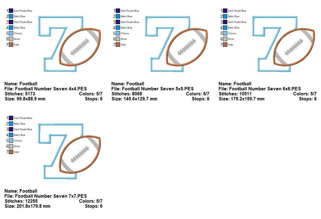 Football Birthday Numbers Collection - Applique - Machine Embroidery Design
