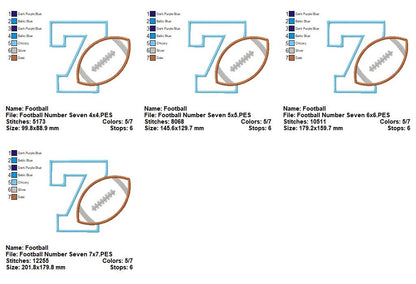 Football Birthday Numbers Collection - Applique - Machine Embroidery Design