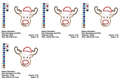 Jolly Christmas Reindeer - Appliqué - Machine Embroidery Design