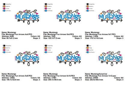 Mustangs Fun Arrows - Satin Stitch - Machine Embroidery Design