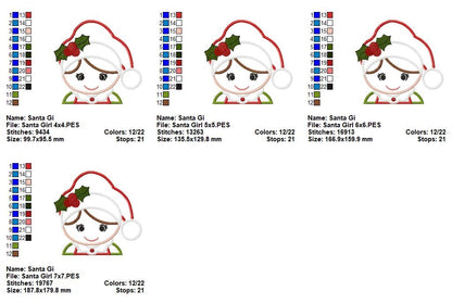 Sweet Santa Girl - Appliqué - Machine Embroidery Design