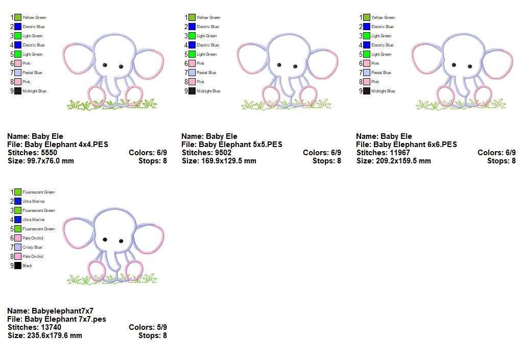 Sweet Baby Elephant Friend – Appliqué - Machine Embroidery Design