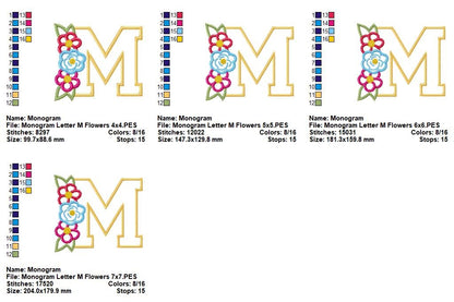 M is for Meadow Blooms – Applique – Machine Embroidery Design