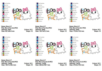 Cute Ghost Boo ti Ful Halloween – Appliqué – Machine Embroidery Design