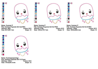 Sweet Popsicle Girl - Appliqué - Machine Embroidery Design