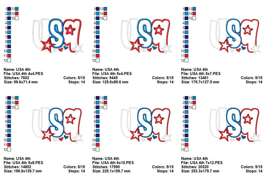 🎆 Sparkling USA Pride ✨ – Applique – Machine Embroidery Design